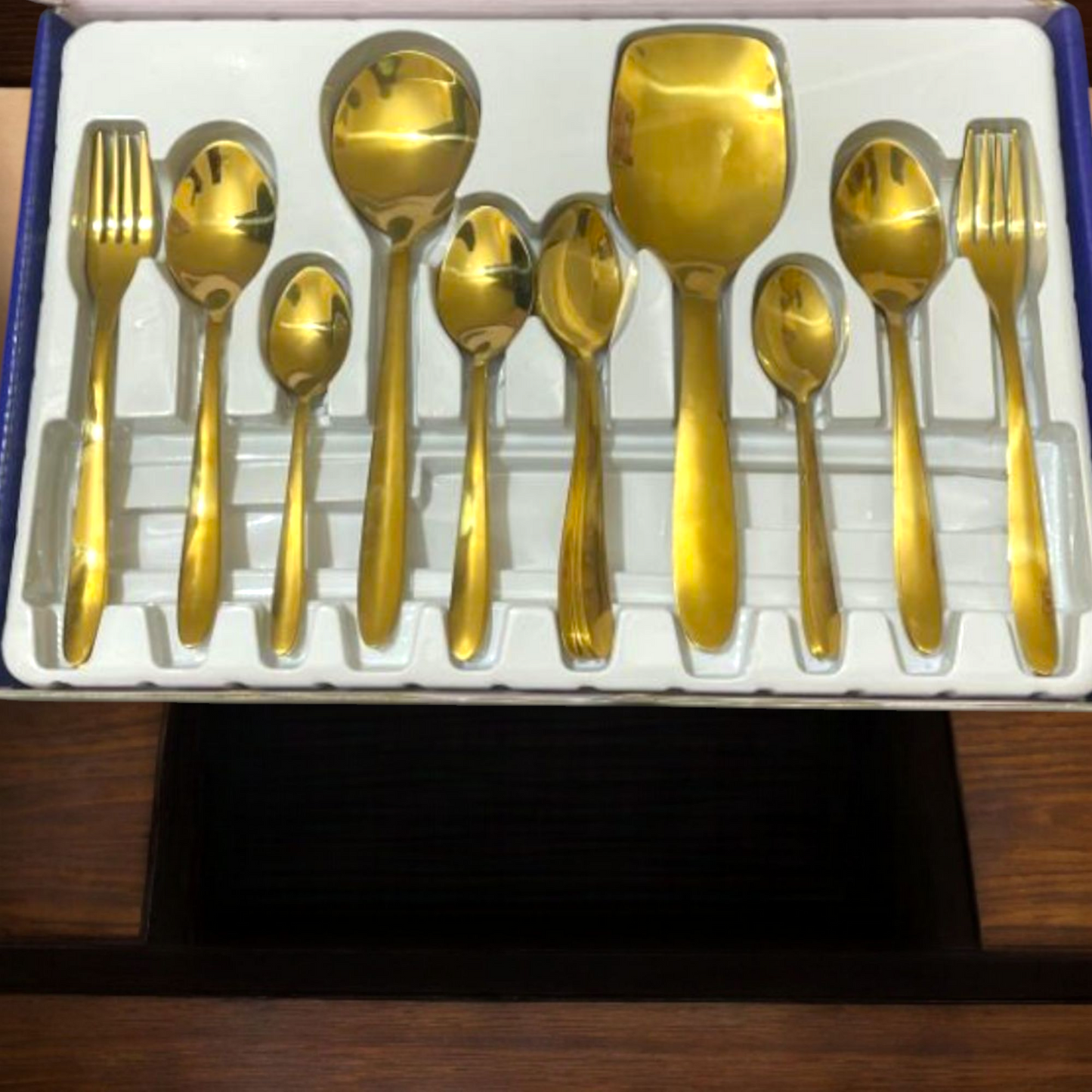 "Elegant Golden Stainless Steel Spoon Set – Luxury Dining Cutlery"